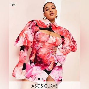 ASOS LUXE Curve Peekaboo Flare Sleeve Shirt Dress - Size 20